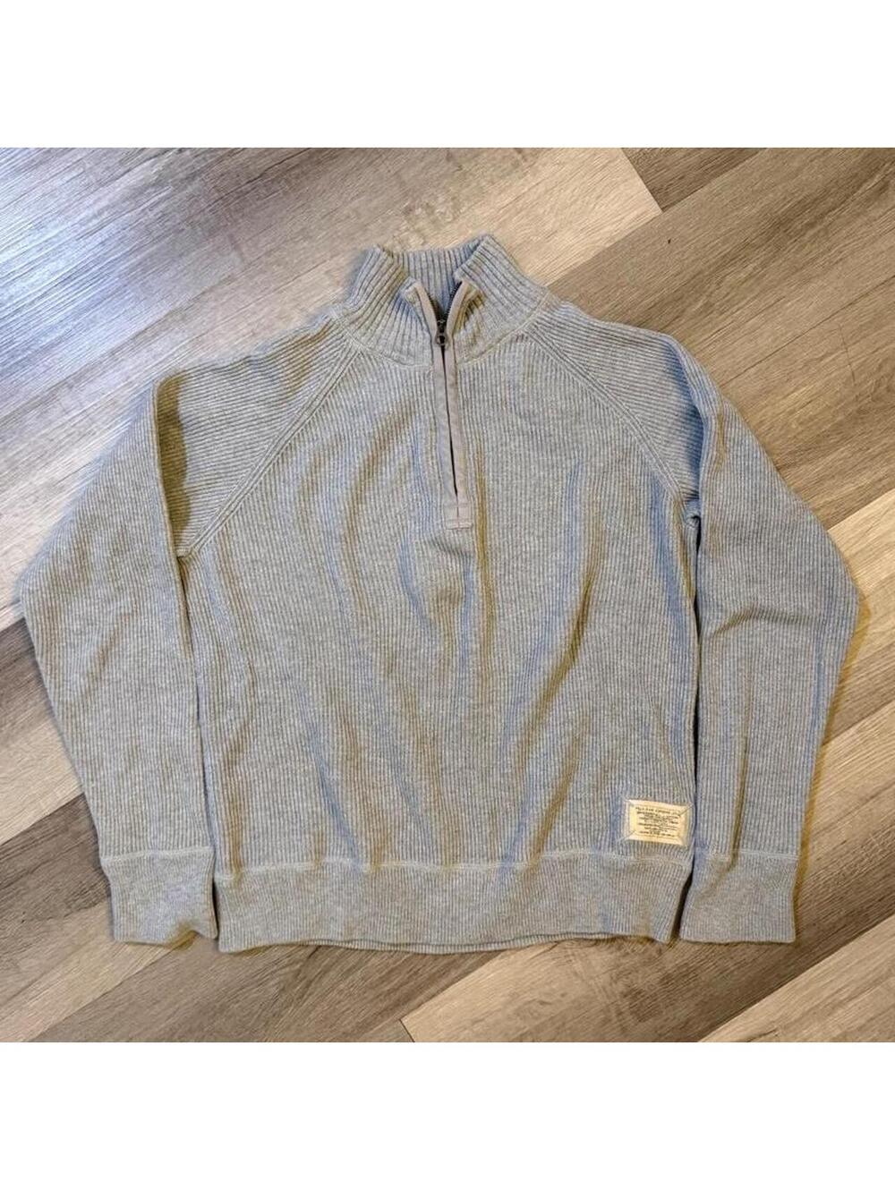 Vintage Polo jeans Ralph Lauren sz L gray quarter zip sweater #preppy